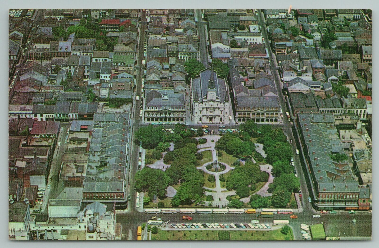 New Orleans Louisiana~aerial View Of Jackson Square~vintage Postcard
